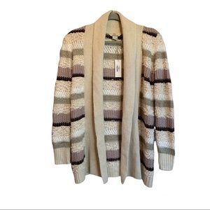 NWT Bob Timberlake Cardigan Multi texture (eggnog) soft open front Women's SMALL